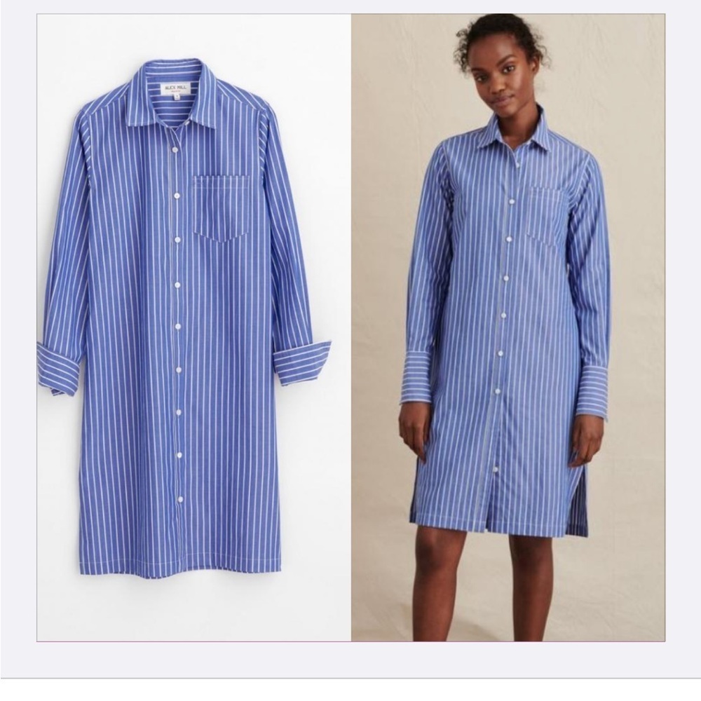 Alex Mill Wyatt shirt dress stripes blue /white sz XS
